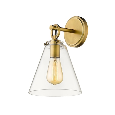 Z-Lite Harper 1 Light Wall Sconce, Rubbed Brass & Clear 806-1S-RB